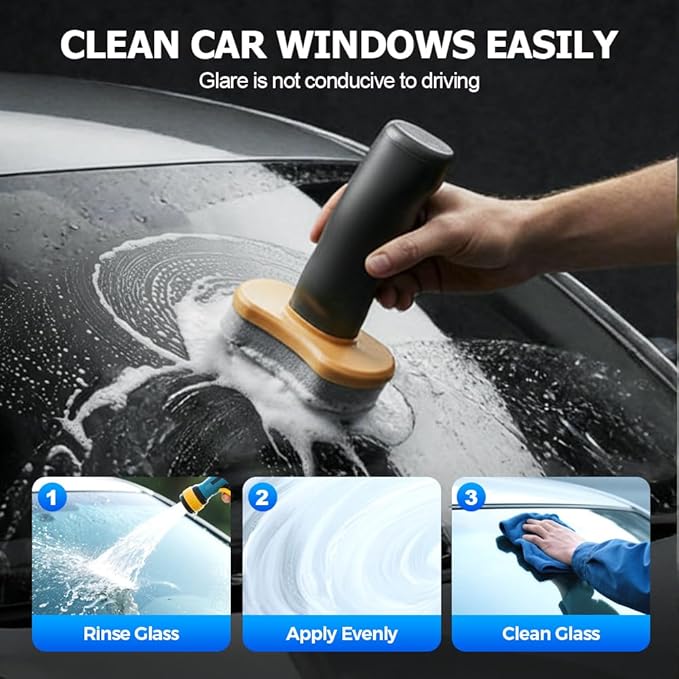 2026 Handheld Glass Oil-Film Remover, New Upgrade Emulsion Cleaner Glass Cleaning Board, Automotive Oil Film Cleaning Brush for Car Windows (1, One Size)