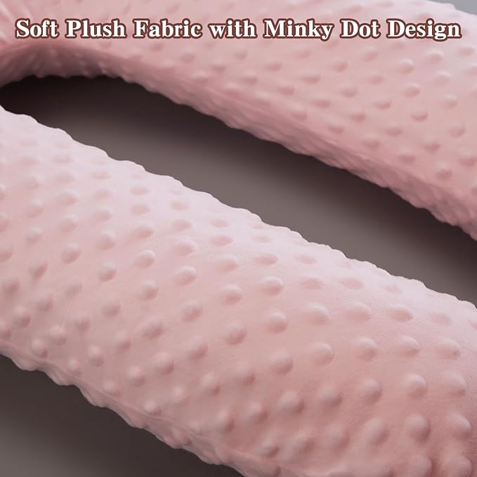 Travel Pillow for Kids Adult, Pillow for Car Sleeping Ultra Large U-Shaped with Removable Soft Cover Support Fix Neck and Body Sitting/Sleeping on The Trip (Pink)