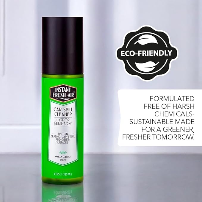 Advanced CAR SPILL Upholstery Cleaner & Odor Eliminator, Car Interior Cleaner with NoxBan & Natural Enzymes, Safe for Pets & Family, Ideal for Cars, Boats, RVs, Vanilla Scent 4 Oz. - INSTANT FRESH AIR