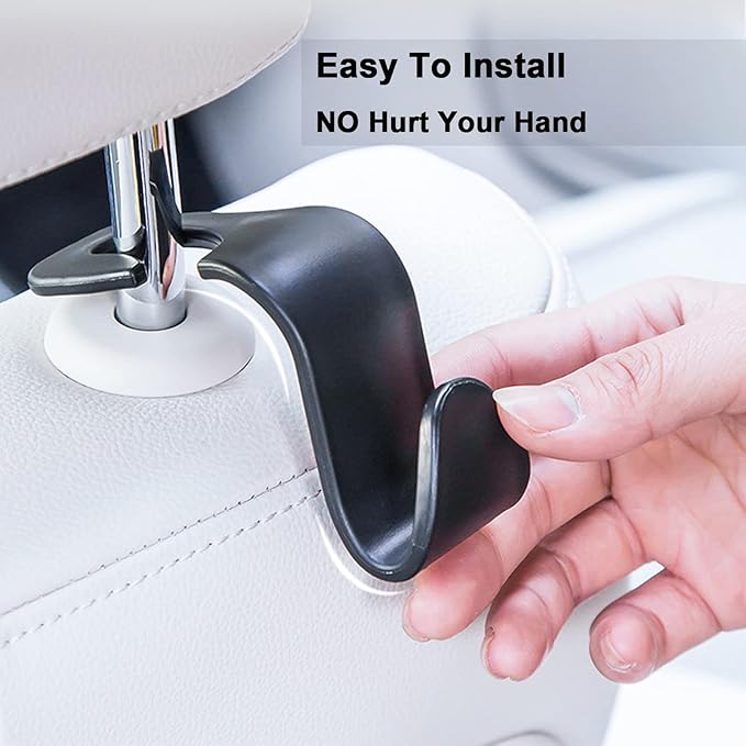 Car Seat Headrest Hook 4 Pack Vehicle Backpack Hooks Hanger Vehicles Holder Organizer for Purses,Bags,Cloths,Car Water Bottle Hook Seat Accessories