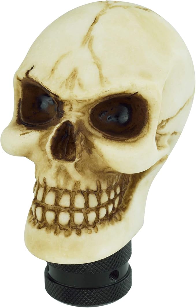 Lunsom Skull Gear Stick Shifter Knob, Resin Gear Shift Head Shifting Stick Handle Car Transmission Fit Automatic Manual Vehicle (White)