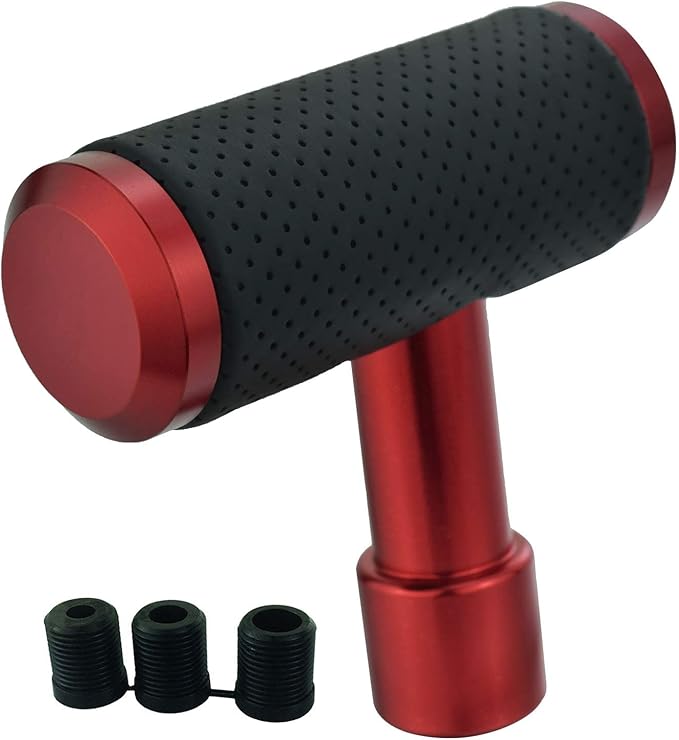 Lunsom Shifter Knob, Gear Shifting Lever Stick Shift Handle Head Type T Gear Shift Knob Fit for Manual Transmission Vehicle (Red)