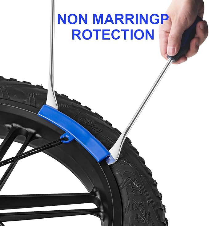 11.5" Tire Spoon Kit, 26pcs Tire Changing Tool for Motorcycle Dirt Bike Lawn Tractor Bicycle, Motorcycle Tire Changer Tire Removal Tool with 3pcs Rim Covers 6pcs Valve Tool Valve Cores(Blue)