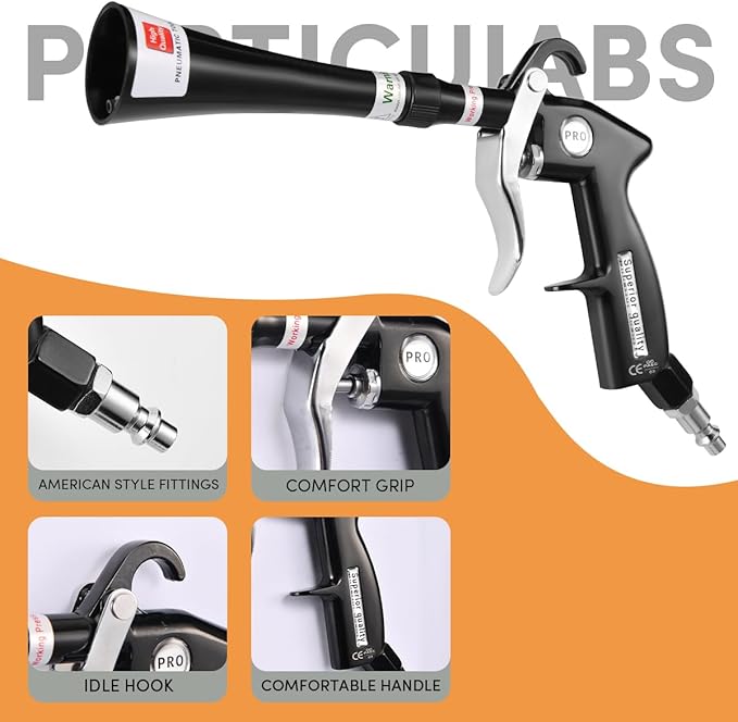 Tornado Air Blow Gun for Car Detailing - High Pressure Dry Cleaning Gun with Brass Nozzle, Quickly Blasts Dust & Dirt, Works with Air Compressor