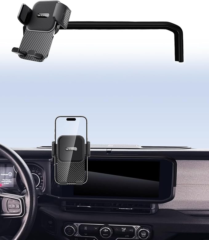 SKYLOTEC Car Phone Holder for Jeep Wrangler JL JLU/Gladiator JT 2024 2025 Accessories 12.3-Inch Screen Fixed Clip, Automobile Cradles Phone Mount, Cell Phone Base Not Block Air Vent(Not for 4XE)