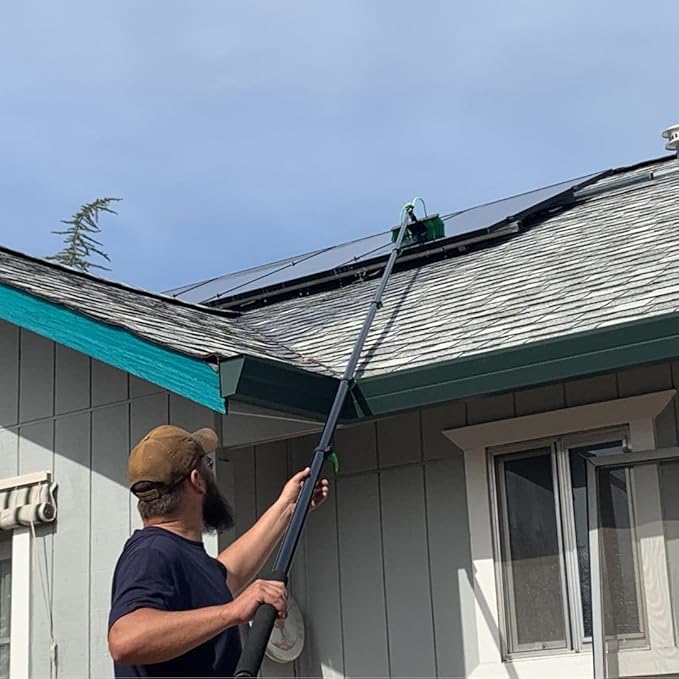 20 Feet Long Reach Solar Panel Cleaning Brush with Inline Water Filter, Telescopic Extendable for Roof Mounted Solar Panel and Window Cleaning: Water Fed Pole Cleaning Kit