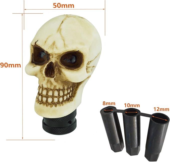 Lunsom Skull Gear Stick Shifter Knob, Resin Gear Shift Head Shifting Stick Handle Car Transmission Fit Automatic Manual Vehicle (White)