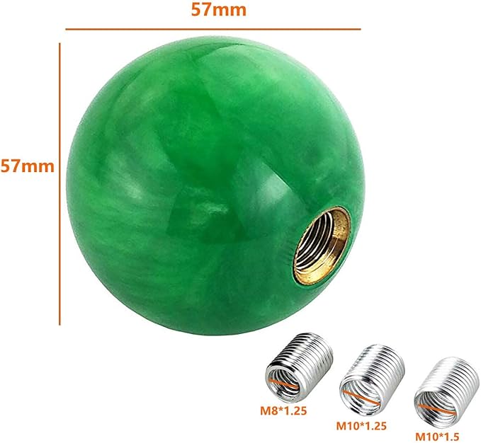 Lunsom Round Shift Knob, Ball Shape Gear Shifter Lever Head Shift Ball Car Stick Handle Fit Most Automatic Manual Transmission Vehicle (M8x1.25, Green)