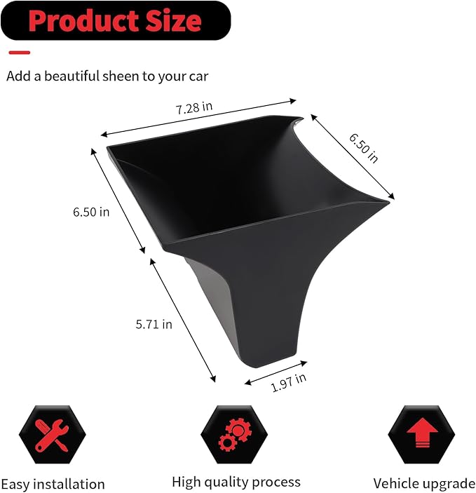 RT-TCZ Rear Storage Box Tray Organizer Center Console Accessories for Ford Mustang 2015-2024