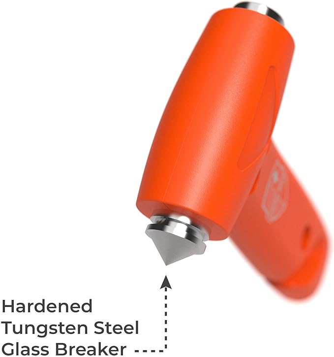 Swiss Safe Durable 5-1 Car Safety Hammer Window Breaker Breaker Tool w/Seatbelt Cutter - Emergency Escape Glass Hammer - Truck, Car Safety Essentials & Accessories - Orange, 2 Pack