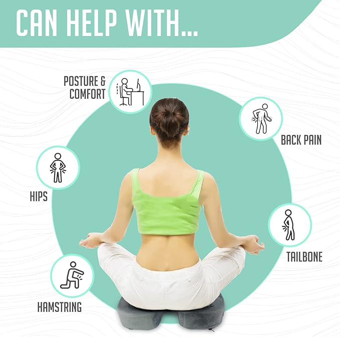 Premium Foldable Travel Seat Cushion - for Relief of Lower Back, Sciatic, Butt and Tailbone Pain - for Home & Office Use, Perfect for Travel or Driving - Coccyx Seat Cushion