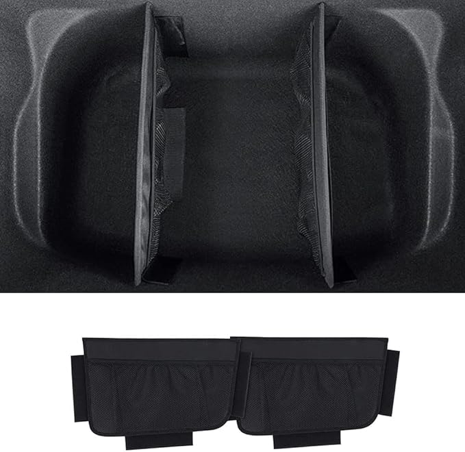 Rear Trunk Organizer, Rear Trunk Organizer Storage with Mesh Pocket Dividers, Sturdy Car Organizer for Car Accessories, Groceries, Cargo, Compatible with Tesla model Y, Model 3
