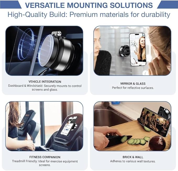 Electric Vacuum Magnetic Car Phone Mount,Vacuum Suction Car Phone Holder Hands-Free,Adjustable Foldable Magnetic Suction Cup Phone Mount,Strong Magnetic Car Mount for Smooth Surface(New-Black)