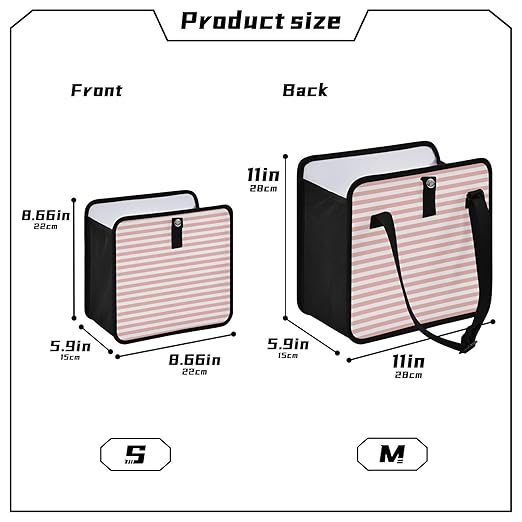 Pink and White Stripes Car Trash Can Foldable Hanging Waterproof Small Automotive Garbage Cans Trash Bin Storage Bag Car Dustbin Organizer Accessories Small 8.66x8.66x5.9