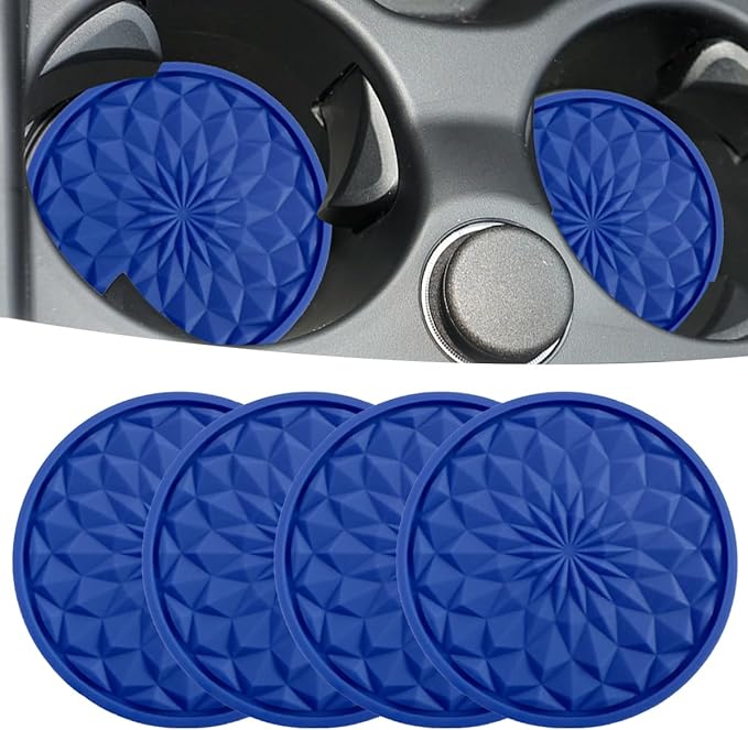 Car Cup Coaster, Universal Automotive Waterproof Non-Slip Cup Holders Sift-Proof Spill Holder Car Interior Accessories 4 Pack Dark Blue