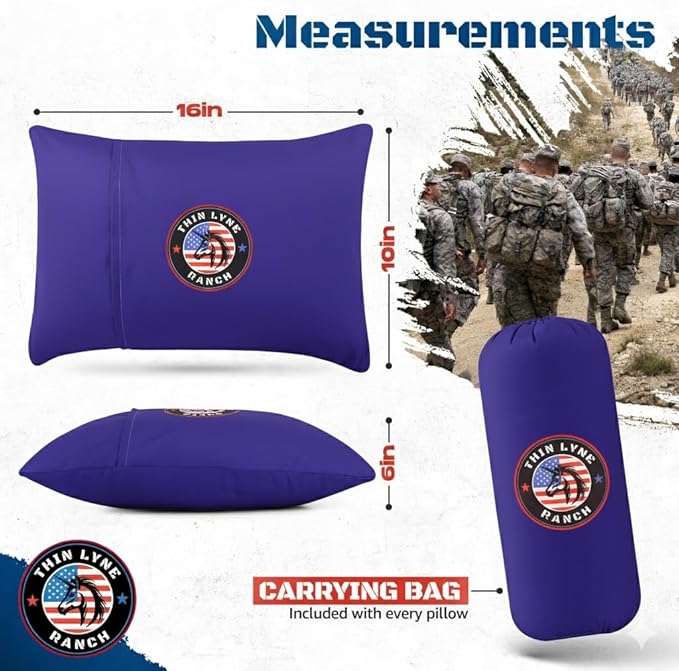 Therapeutic Camping Travel Pillow – Shredded Small Memory Foam Pillow for Deployments, Airplanes, and Car Trips – Ideal Size for Sleeping, Backpacking, Portable Camp Gear - Blurple Color