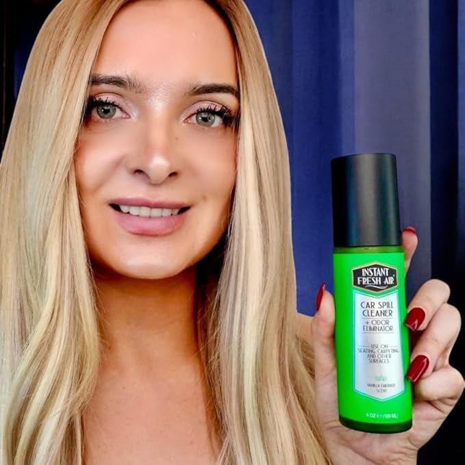 Advanced CAR SPILL Upholstery Cleaner & Odor Eliminator, Car Interior Cleaner with NoxBan & Natural Enzymes, Safe for Pets & Family, Ideal for Cars, Boats, RVs, Vanilla Scent 4 Oz. - INSTANT FRESH AIR