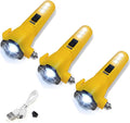 Emergency Car Flashlight - 2000 Lumen Dual Light 4-Level Battery Indicator Window Breaker & Seatbelt Cutter USB Rechargeable Ultra-Light 108g Car Emergency Too (3pcs-Dark Yellow)