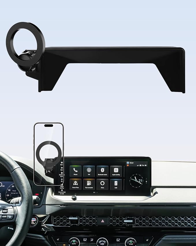 PZK Car Phone Mount for 2023-2025 2026 Honda Accord Hybrid Sport /-L/EX-L/Touring/Prime (Ony fit for 12.3-Inch Screen) Compatible with MagSafe Car Phone Holder with Stroage Box (Not Fit for LX/EX/SE)