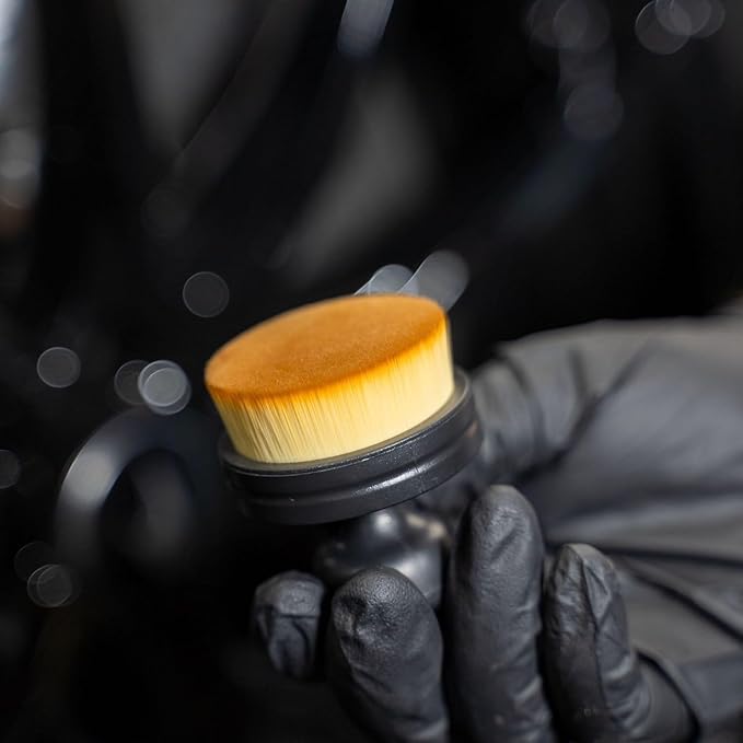 Blackline Reusable Tire Shine Applicator Brush – Soft Bristle Tool for Even Application, Ergonomic Grip with Drainable Stand, Mess-Free Gel & Liquid Tire Dressing Brush for Trim and Rubber Surfaces