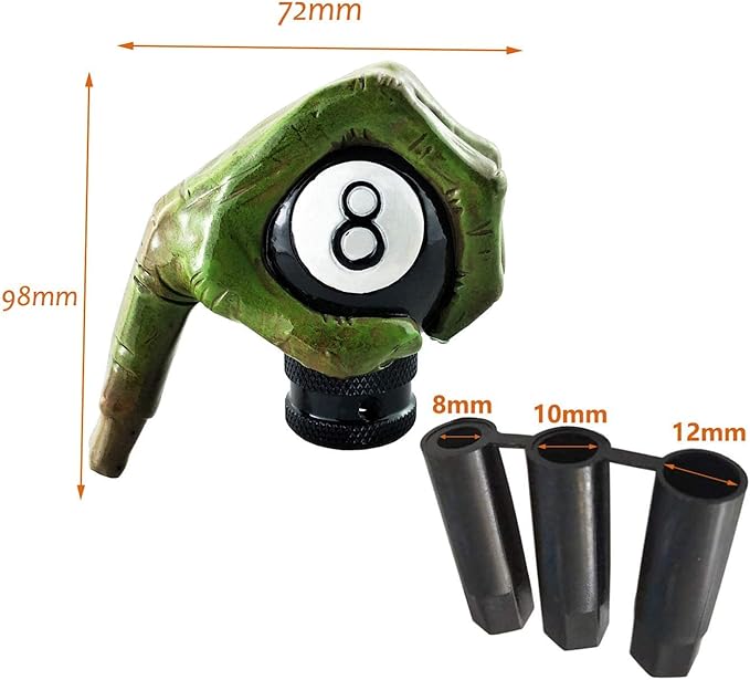 Lunsom 8 Ball Shifter Knob Green Hand Car Transmission Shift Stick Handle Head Fit Automatic Manual Vehicle