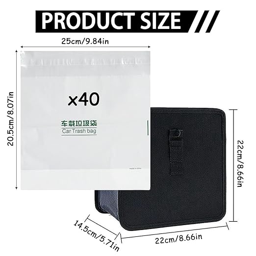 Foldable Car Trash Can, Hanging Waterproof Leakproof Car Trash Bin, with 40Pcs Trash Bags, Large Capacity Car Storage Bag, Travel Trash Bin for The Back/Front/Console, Multipurpose Car Garbage Bag