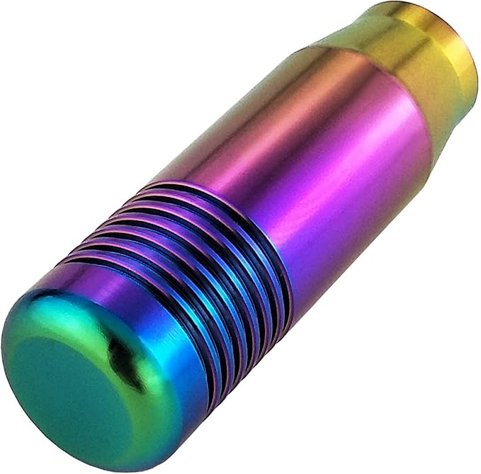 Lunsom Short Weighted Shifter Knob, Aluminum Alloy Shifter Head Lever Shifting Handle Car Gear Stick Knobs with 3 Adapters Fit Most Auto Manual Transmission Vehicle (Colorful)