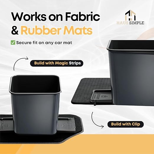 Car Trash Can for Vehicles Leakproof Compact Garbage Bin w/ Stability Flap, Anti-Slip Base, Portable Trash Holder for Cars, Trucks, SUVs, Minivans Compact, Auto Container Organizer (Gray, Small)