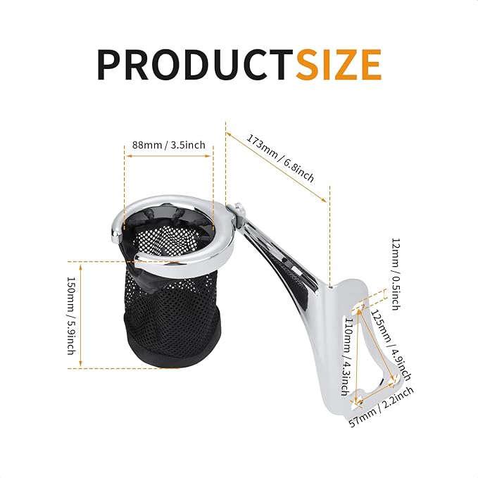 Motorcycle Passenger Cup Holder Adjustable Rear Armrest with Drink Holder for Harley Davidson Electra Glides Ultra Limiteds Road Glide 1997-2013 (Left)