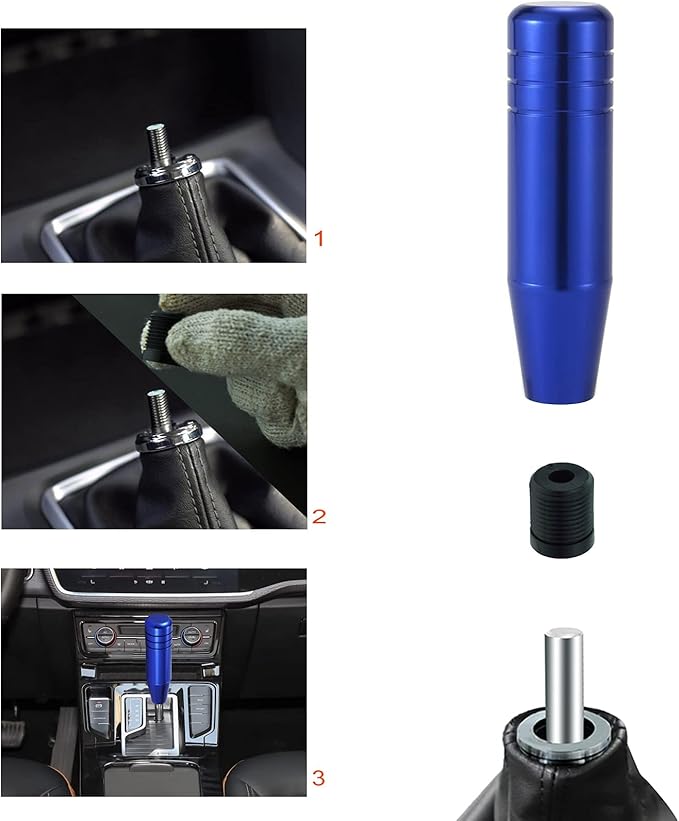 Lunsom 5" Aluminum Gear Lever Shifter Knob Long Alloy Shift Stick Handle Car Automatic Shifting Head Fit Most Manual Transmission Vehicles (Blue)