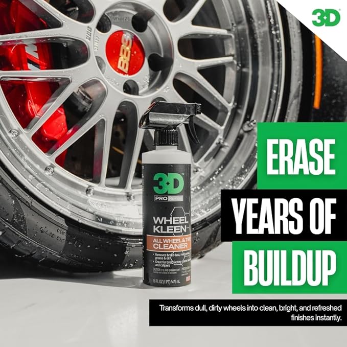 3D Wheel Kleen - High-Foaming Wheel & Tire Cleaner, Removes Brake Dust, Road Grime & Grease, Safe for All Factory Wheels & Calipers, Professional-Grade, 16oz