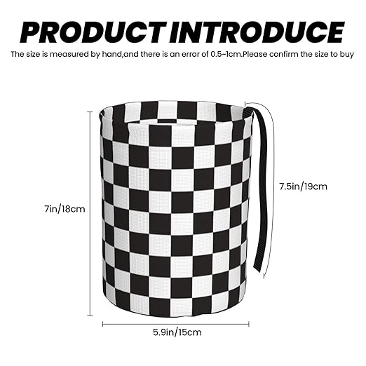 Car Trash Bag Black and White Chess Waterproof Trash Small Car Can Portable Collapsible Car Garbage Can Hanging for Back Seat Floor or Hanging Headrest Car Decor Road Trip Essentials