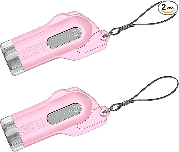 2-in-1 Window Glass Breaker Seatbelt Cutter, 2-Pack Emergency Keychain Car Escape Survival Tool, Safehammer for Land/Underwater, Pink