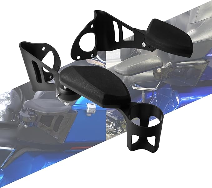 Passenger Armrests with Adjustable Cup Holder Fit for Harley Touring Electra Glide FLHT, Road Glide Ultra FLTR, Tri Glide FLHTCUTG 2014-2024 (Black)