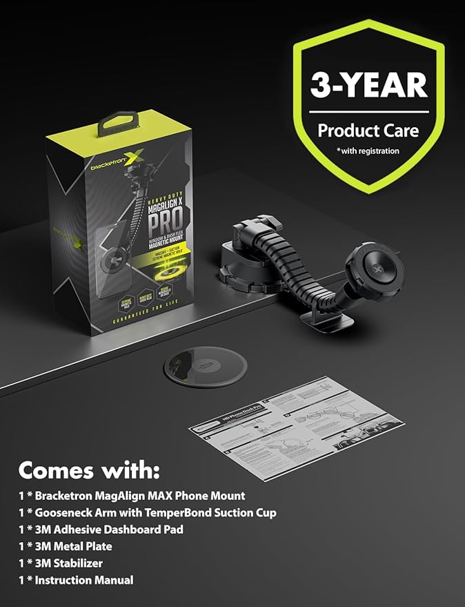 Bracketron MagAlign X Pro - Magsafe Car Phone Mount for Truck with Flexible Arm for Dashboard & Windshield - Magnetic Phone Holders for Your Car for iPhone 17 Pro Max 16 15 14 13 12 Plus