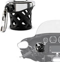 PSLER Motorcycle Drink Cup Holder Handlebar Mount Universal for Dyna Fat Bob Touring Road Glide Street Electra Glide Softail 1996-up Goldwing GL1800 2018-up (Chrome, 85mm)
