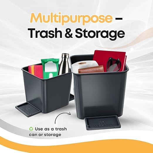 Car Trash Can for Vehicles Leakproof Compact Garbage Bin w/ Stability Flap, Anti-Slip Base, Portable Trash Holder for Cars, Trucks, SUVs, Minivans Compact, Auto Container Organizer (Gray, Small)