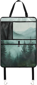 Green Mountains and Pine Trees 3500 1 Pack Backseat Car Organizer with Storage Pockets Seat Back Organizers for Kids Kick Mats Backseat Protector Automotive