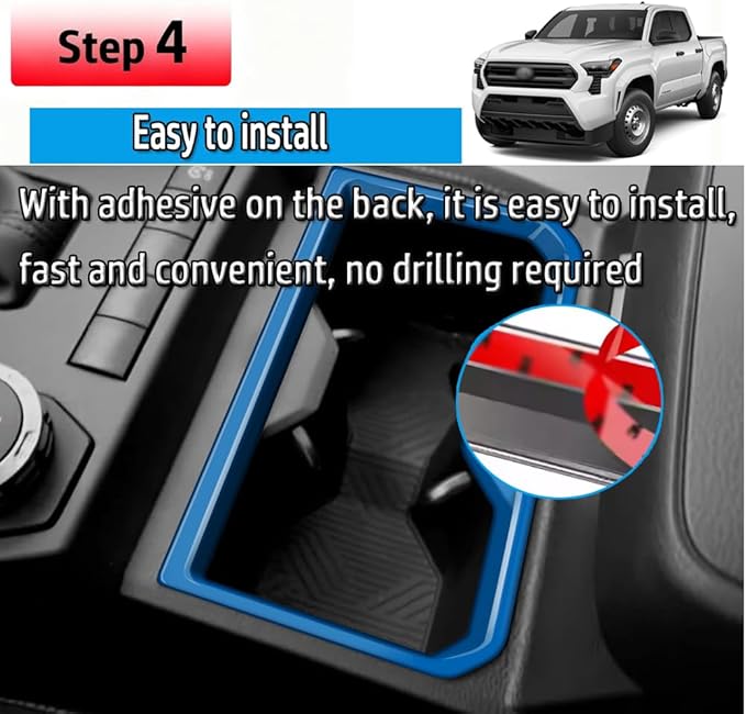 Front Row Cup Holder for Tacoma 2024- ABS Center Console Drink Mount, Anti-Spill Interior Organizer Accessory (Black Wood Grain)