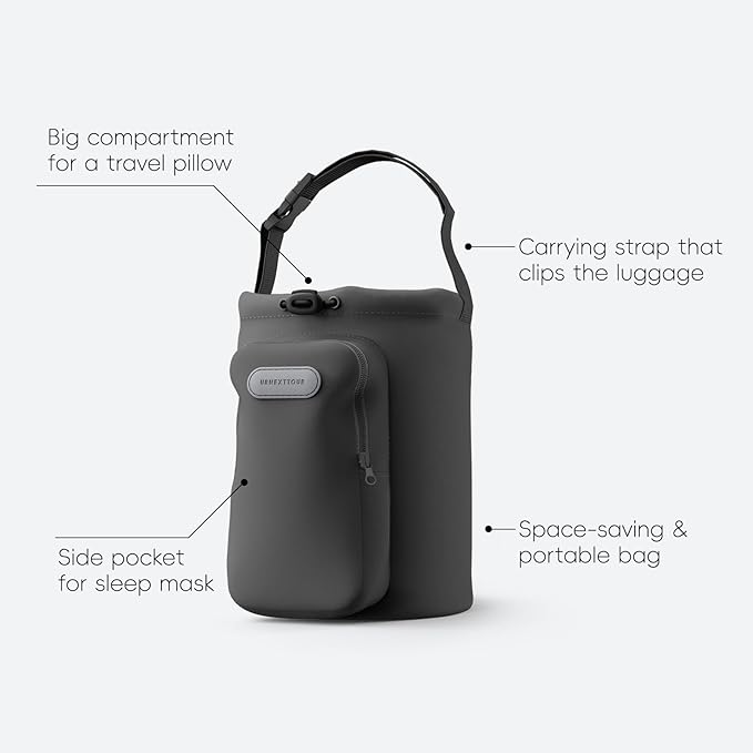 Neck Pillow for Travel Memory Foam Design Models Pillows with Zero Eye Pressure 3D Eye Mask and Compact Bag Traveling Essentials Plane Car Flight Rest Sleeping Use Adult, Dark Gray