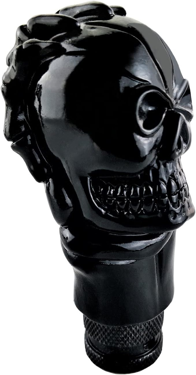 Lunsom Skull Gear Lever Shifter Knob Resin Bone Car Transmission Shifter Stick Handle Head Fit Most Automatic Manual Vehicles (Black)