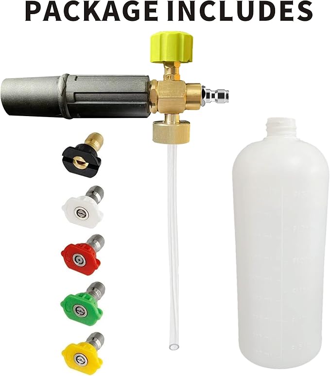 ESP Foam Cannon 1L Car Wash Foam Sprayer with 1/4" Quick Connector, 5 Nozzle Tips for Pressure Washer