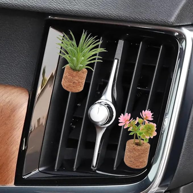 ZOSTLAND Artifical Plant Car Air Vent Clip Decoration,Car Vent Clip Magnet refrigerator stick,Auto Interior Personalized Car Decorations Home Decor Gift (4pcs Plant)