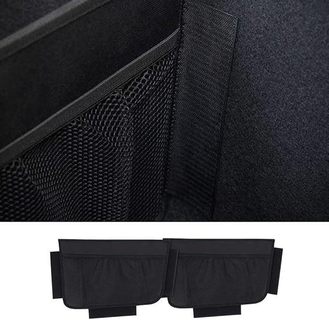 Rear Trunk Organizer, Rear Trunk Organizer Storage with Mesh Pocket Dividers, Sturdy Car Organizer for Car Accessories, Groceries, Cargo, Compatible with Tesla model Y, Model 3