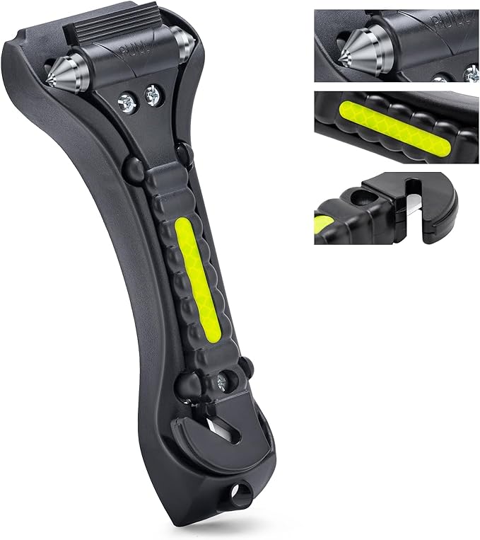 THINKWORK Car Window Breaker, Glass Breaker, Window Breaker Seatbelt Cutter, 2-in-1 Car Safety Hammer with One Second Emergency Glass Hammer, Safety Emergency Car Escape Tool for Car, Office, Home