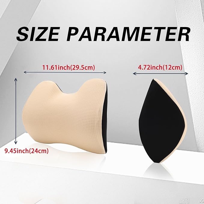 SPRFUFLY Make Restful Car Headrest Pillow, Car Pillow for Driving with Adjustable Strap, Breathable Removable Cover & Ergonomic Design - Softness Travel Car Neck Support Pillow(Beige, 1PC)
