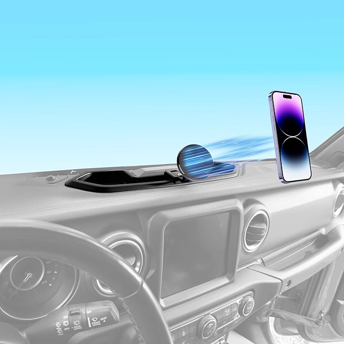 Magnetic Phone Mount Holder for 2021-2023 Jeep Wrangler JL 4XE Magnet Dash Cell Phone Cradles Adjustable Phone Stand Accessories for 2021-2023 Wrangler 4XE(Not for 4X4/Gladiator)