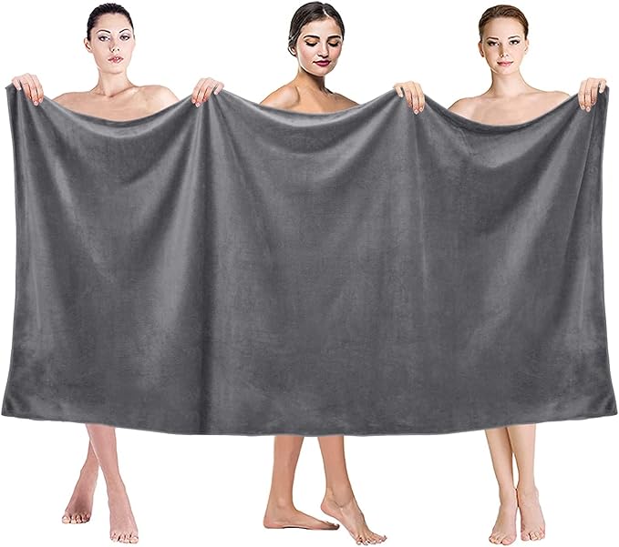 JML Extra Large Bath Towels, Microfiber Bath Sheet Towels for Body, 2 Pack 35" x 70", Oversized, Soft, Super Absorbent, Fast Drying, Perfect forSauna, Shower, Sport, Fitness, Yoga, Grey