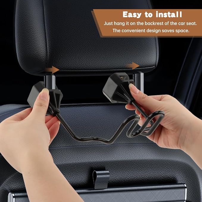 2-Piece Hard Hat Holder for Truck Seat & Car Back, Heavy Duty Dual Hook Organizer for Hats, Safety Vests, & Gear - Perfect for Construction Workers, Commuters, & Work Truck Accessories