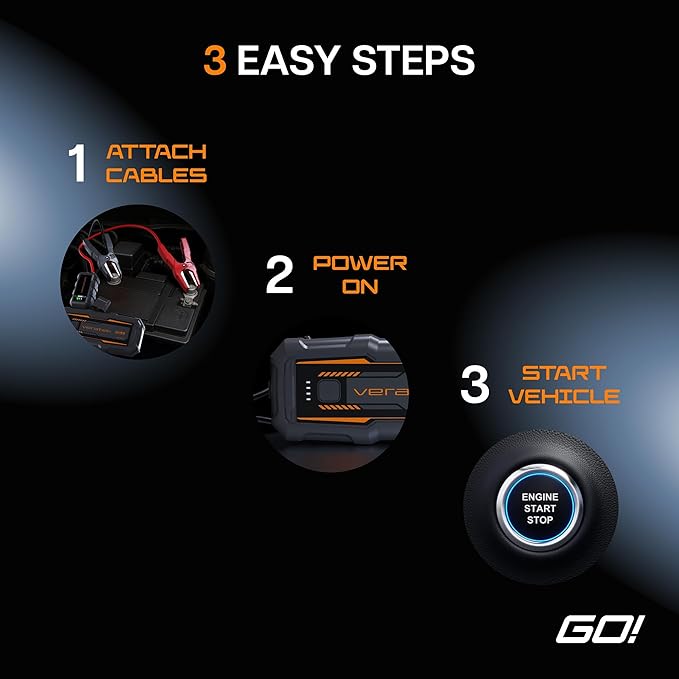 V8 Pro 3000A Car Battery Jump Starter Portable (8.0L Gas & 6.0L Diesel) – 12V Lithium Battery Booster Pack with SmartCharge Safety, Jumper Cables, 20000mAh Power Bank, Jump Box, LED Light